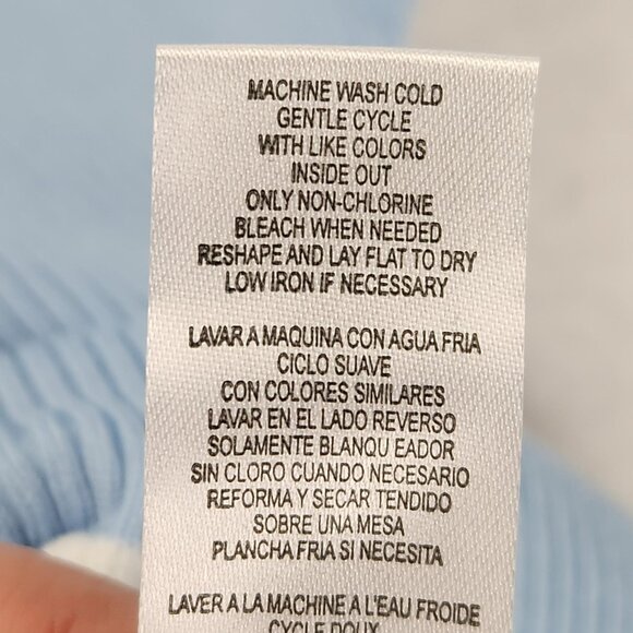 Calvin Klein Sweater Womens Large Blue Ribbed Knit Scoop Neck Lettuce Hem NEW - Picture 10 of 12